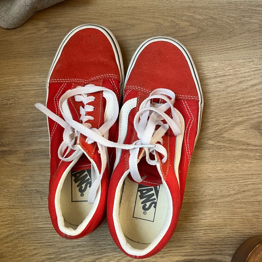 Vans Red and White Sneakers